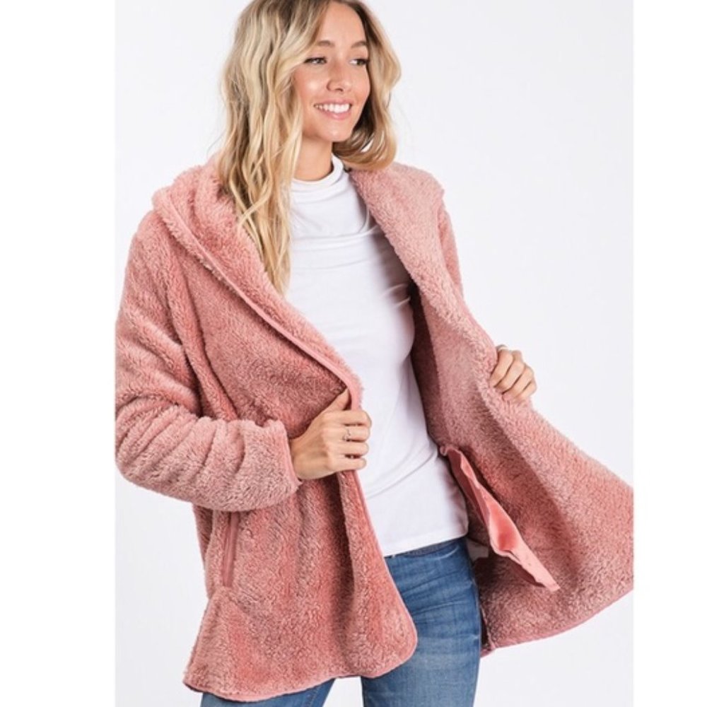 Faux Fur Open Front Jacket w/Side Pockets! - Picture 1 of 4
